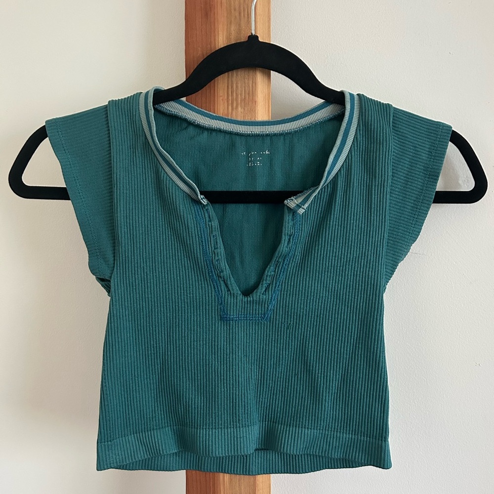 Urban Outfitters Teal Ribbed Crop Top